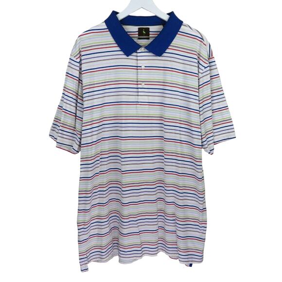 Tailorbyrd Multi-Color Striped Polo Short Sleeve Shirt - Men's 3XLT - Picture 1 of 7